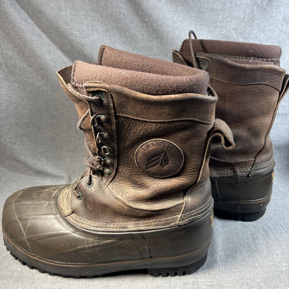 Vintage LaCrosse Outdoorsman Boots Mens 10 Leather Rubber USA Made